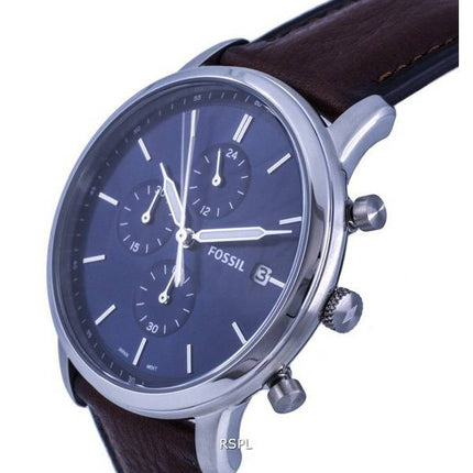 Fossil Minimalist Chronograph Leather Blue Dial Quartz FS5850 Mens Watch