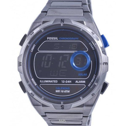 Fossil Everett Chronograph Stainless Steel Black Dial Solar FS5861 100M Mens Watch