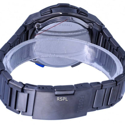 Fossil Everett Chronograph Stainless Steel Black Dial Solar FS5861 100M Mens Watch