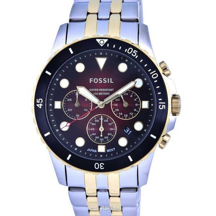 Fossil FB-01 Chronograph Two Tone Stainless Steel Red Dial Quartz FS5881 100M Mens Watch