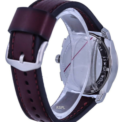 Fossil Machine Chronograph Burgundy Leather Red Dial Quartz FS5884 Mens Watch