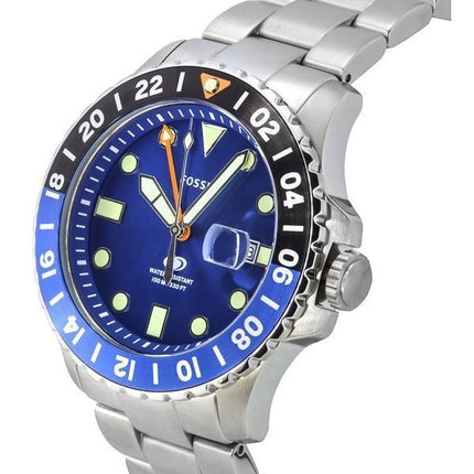 Fossil Blue GMT Stainless Steel Blue Dial Quartz FS5991 100M Men's Watch