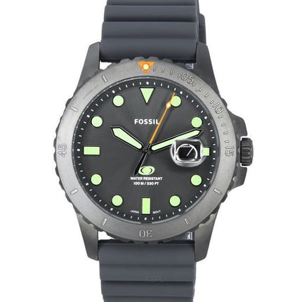 Fossil Blue Dive Silicone Strap Grey Dial Quartz FS5994 100M Men's Watch