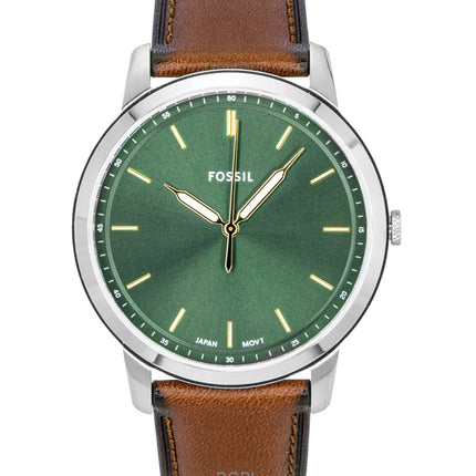 Fossil Minimalist Leather Strap Green Dial Quartz FS6094 Men's Watch