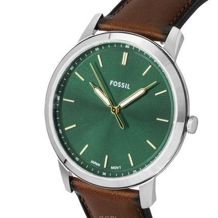 Fossil Minimalist Leather Strap Green Dial Quartz FS6094 Men's Watch
