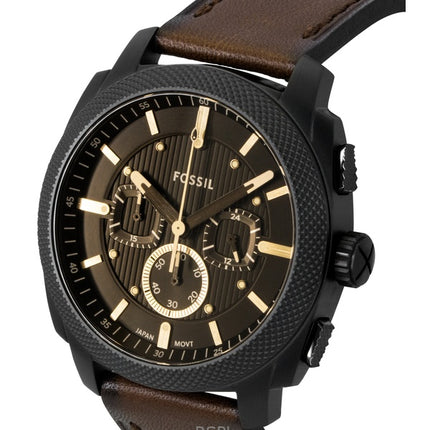 Fossil Machine Chronograph Leather Strap Brown Dial Quartz FS6101 Men's Watch