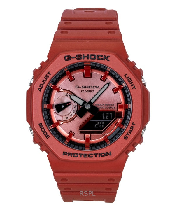 Casio G-Shock Analog Digital Red Bio-Based Resin Strap Quartz GA-2100RRB-4A 200M Men's Watch