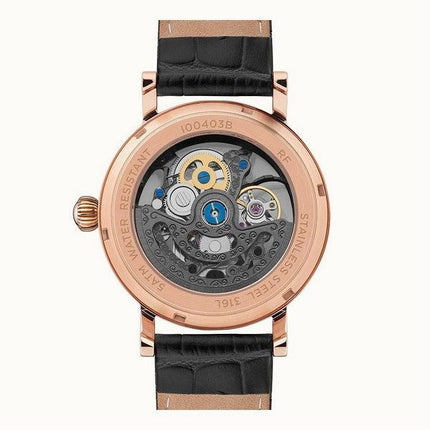Ingersoll The Herald Leather Strap Black Skeleton Dial Automatic I00403B Mens Watch