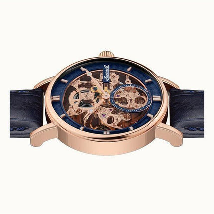 Ingersoll The Herald Leather Strap Blue Skeleton Dial Automatic I00407B Mens Watch