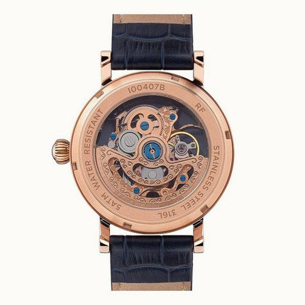 Ingersoll The Herald Leather Strap Blue Skeleton Dial Automatic I00407B Mens Watch