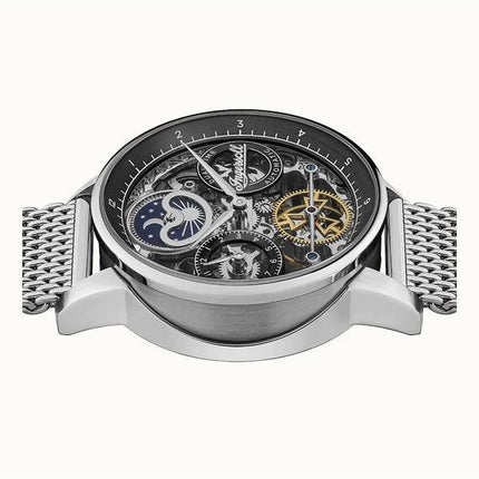 Ingersoll The Jazz Sun And Moon Phase Stainless Steel Skeleton Black Dial Automatic I07708 Men's Watch