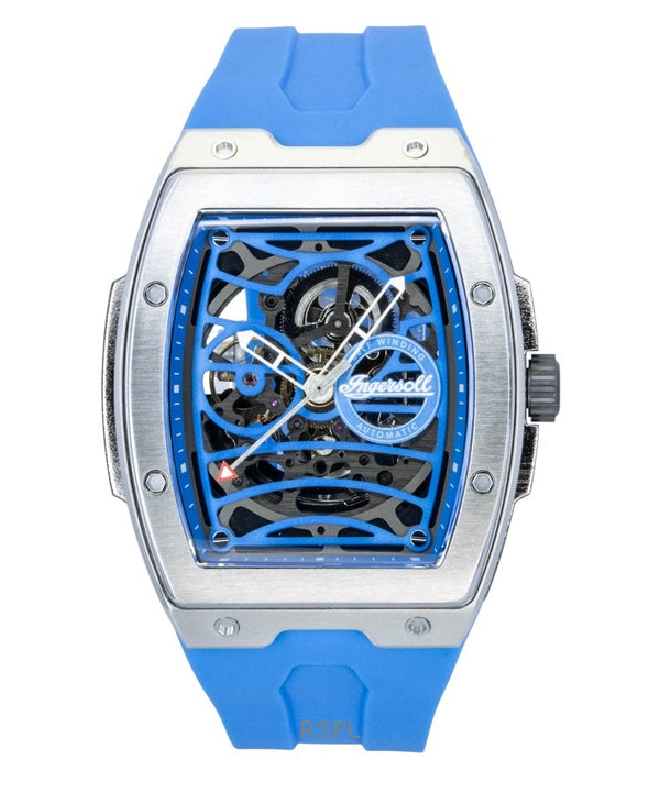 Ingersoll The Challenger Polyurethane Strap Blue Skeleton Dial Automatic I12308 Men's Watch