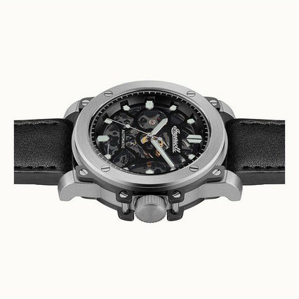 Ingersoll The Freestyle Leather Strap Skeleton Black Dial Automatic I14401 Men's Watch