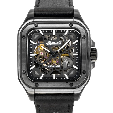 Ingersoll The Ollie Leather Strap Black Skeleton Dial Automatic I14504 Men's Watch