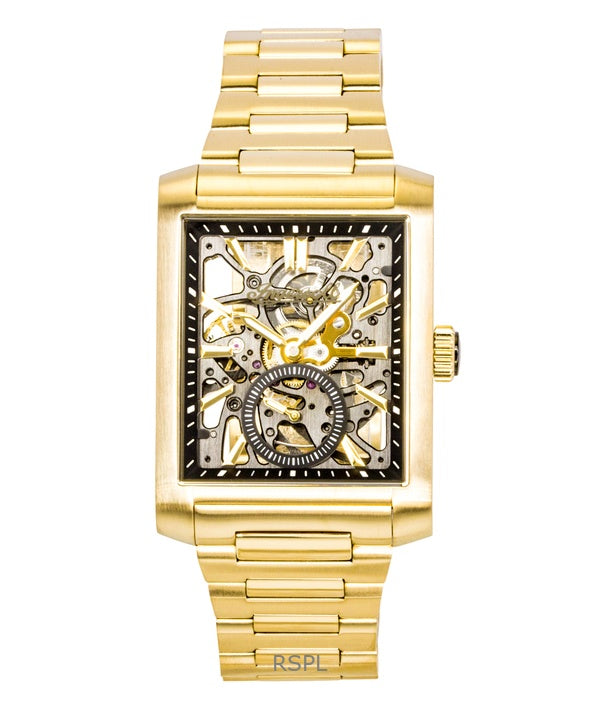 Ingersoll The Spur Gold Tone Stainless Steel Black Skeleton Dial Automatic I17002 Men's Watch