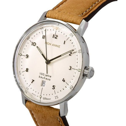 Iron Annie 100 Jahre Bauhaus Leather Strap White Dial Quartz 50461 Men's Watch