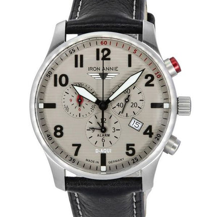 Iron Annie D-Aqui Chronograph Leather Strap Grey Dial Quartz 56844 100M Men's Watch