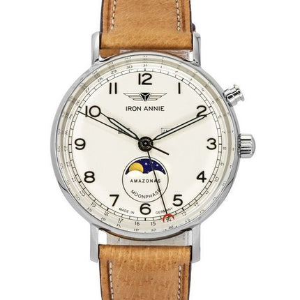 Iron Annie Amazonas Impressions Moonphase Leather Strap Beige Dial Quartz 59765 Men's Watch