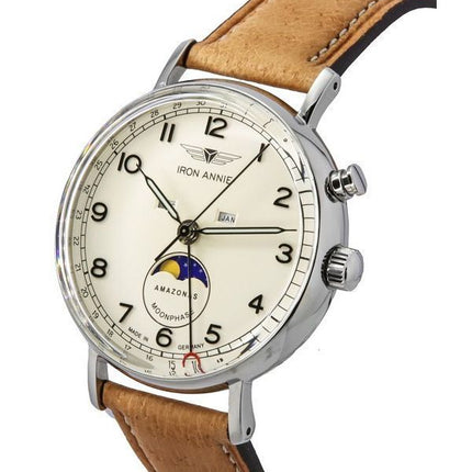 Iron Annie Amazonas Impressions Moonphase Leather Strap Beige Dial Quartz 59765 Men's Watch