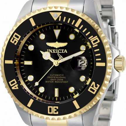 Invicta Pro Diver Black Dial Two Tone Stainless Automatic 34041 200M Mens Watch