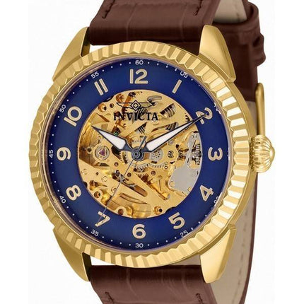 Invicta Specialty Blue Skeleton Dial Leather Strap Automatic 36564 Men's Watch