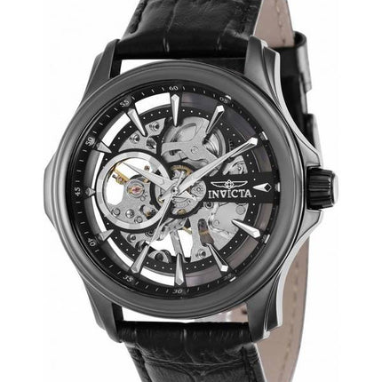 Invicta Vintage Leather Strap Skeleton Dial Mechanical 37951 100M Men's Watch