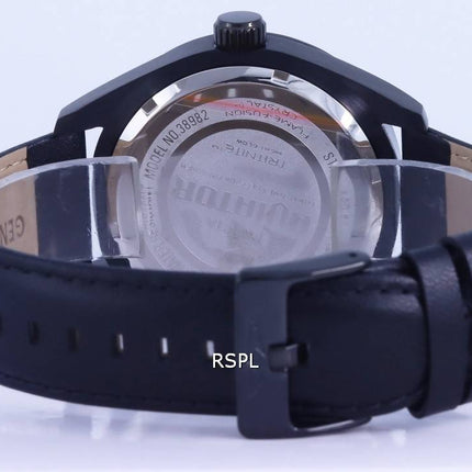 Invicta Aviator Tachymeter Leather Strap Black Dial Quartz 38982 100M Mens Watch