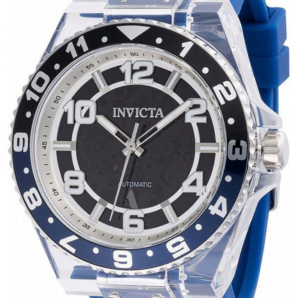 Invicta Speedway Blue Silicone Strap Black Skeleton Dial Batman Bezel Automatic 44382 100M Men's Watch