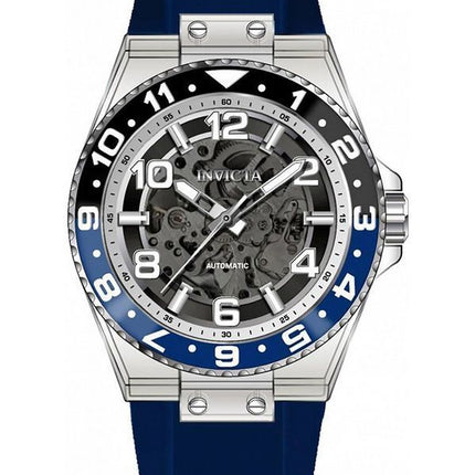 Invicta Speedway Blue Silicone Strap Black Skeleton Dial Batman Bezel Automatic 44382 100M Men's Watch