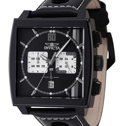 Invicta S1 Rally Chronograph GMT Leather Strap Black Dial 46853 100M Men's Watch