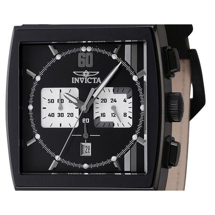 Invicta S1 Rally Chronograph GMT Leather Strap Black Dial 46853 100M Men's Watch