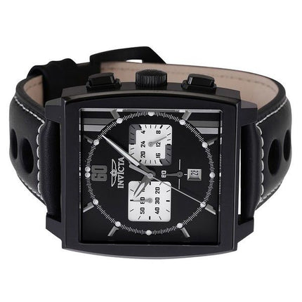 Invicta S1 Rally Chronograph GMT Leather Strap Black Dial 46853 100M Men's Watch