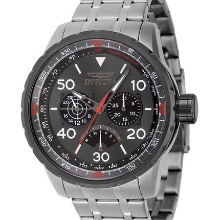 Invicta Aviator Retrograde GMT Stainless Steel Gunmetal Dial Quartz 46982 100M Men's Watch