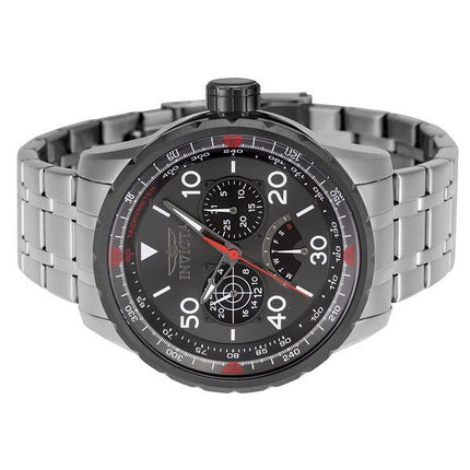 Invicta Aviator Retrograde GMT Stainless Steel Gunmetal Dial Quartz 46982 100M Men's Watch