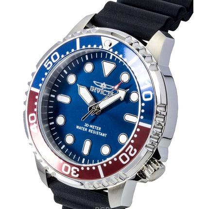 Invicta Pro Diver Silicone Strap Blue Dial Pepsi Bezel Quartz 47222 Men's Watch
