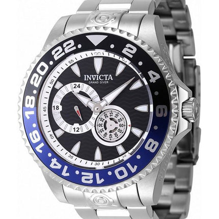 Invicta Pro Diver Stainless Steel Black And Blue Bezel With Black Dial Automatic Divers 47300 300M Mens Watch