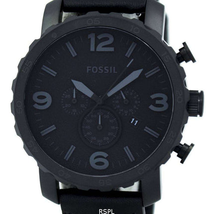 Fossil Nate Chronograph Black Ion-plated Leather JR1354 Men's Watch