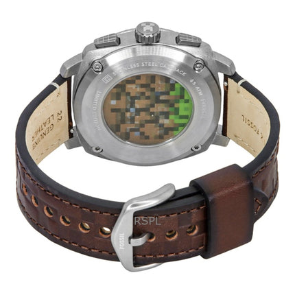 Fossil Minecraft Grass Block Chronograph Limited Edition Leather Strap Brown Dial Quartz LE1206 Men's Watch