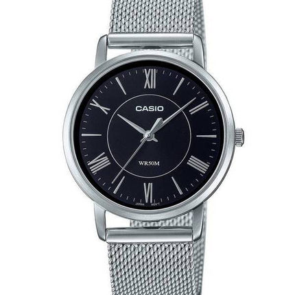 Casio Enticer Stainless Steel Mesh Black Dial Quartz LTP-B110M-1AV LTPB110M-1 Women's Watch