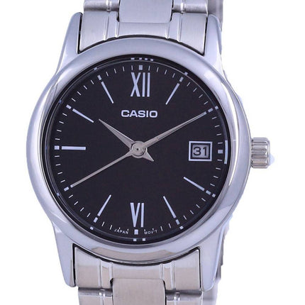 Casio Black Dial Stainless Steel Analog Quartz LTP-V002D-1B3 LTPV002D-1 Womens Watch