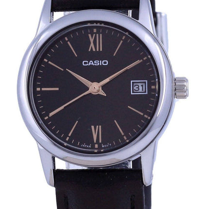 Casio Black Dial Stainless Steel Analog Quartz LTP-V002L-1B3 LTPV002L-1 Womens Watch