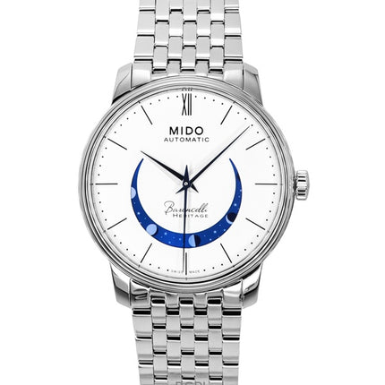 Mido Baroncelli Smiling Moon Stainless Steel White Dial Automatic M027.407.11.010.01 Men's Watch