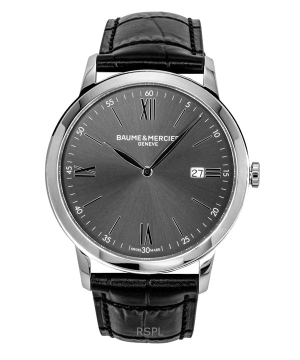 Baume & Mercier Classima Leather Strap Black Dial Quartz M0A10416 Men's Watch