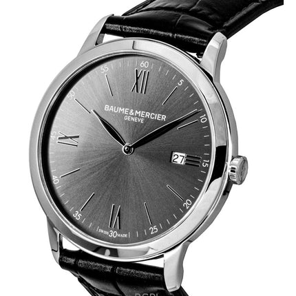 Baume & Mercier Classima Leather Strap Black Dial Quartz M0A10416 Men's Watch