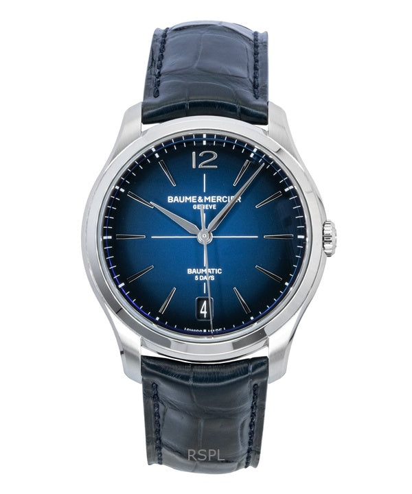 Baume & Mercier Clifton Leather Strap Blue Dial Automatic M0A10771 Men's Watch