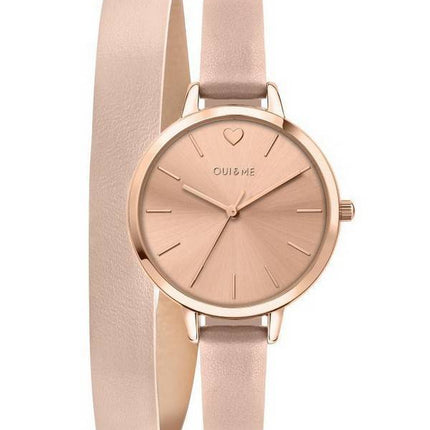 Oui & Me Petite Amourette Rose Gold Sunray Dial Leather Strap Quartz ME010092 Women's Watch