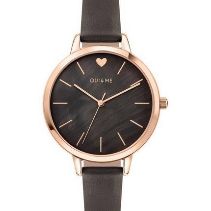 Oui & Me Amourette Black Mop Dial Leather Strap Quartz ME010099 Women's Watch