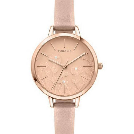 Oui & Me Petite Fleurette Rose Gold Shiny Dial Leather Strap Quartz ME010129 Women's Watch