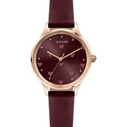 Oui & Me Bichette Burgundy Sunray Dial Leather Strap Quartz ME010170 Women's Watch