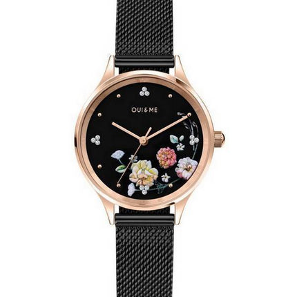 Oui & Me Minette Crystal Accents Black Dial Stainless Steel Quartz ME010182 Women's Watch